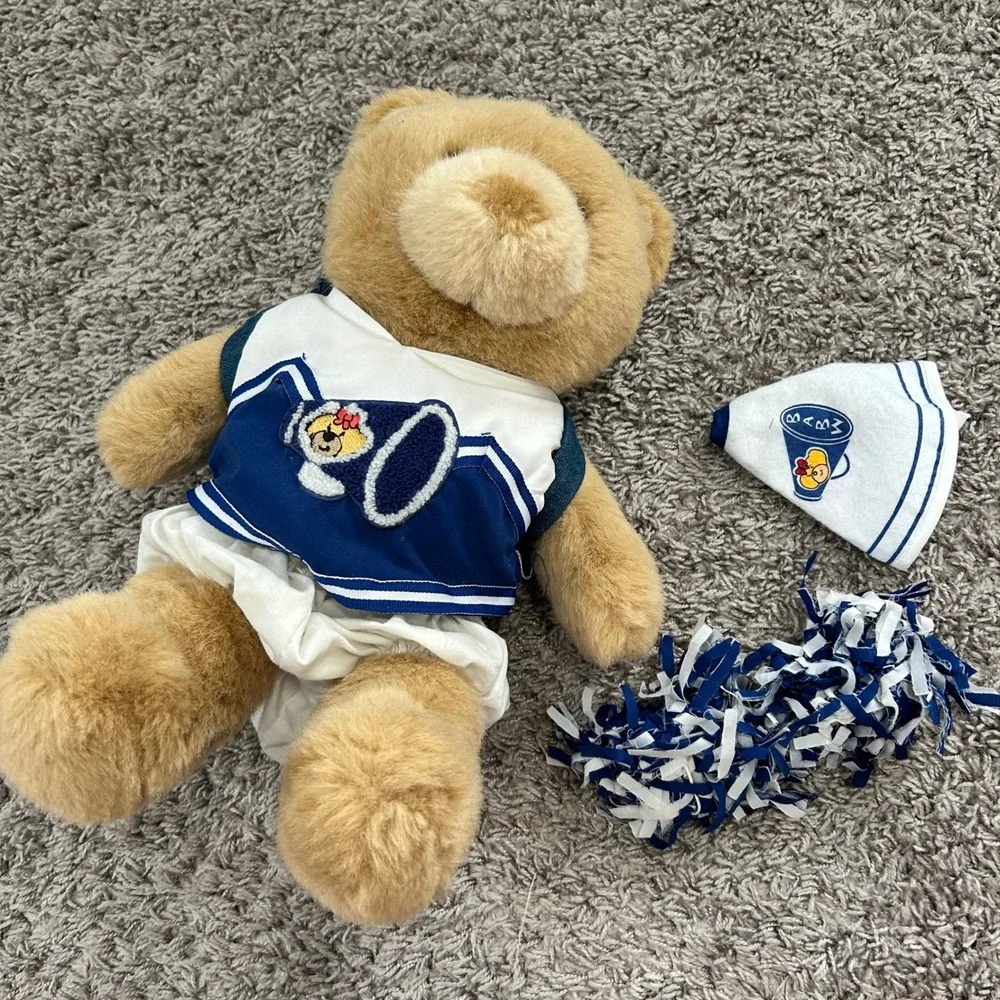 Vintage Build a Bear Teddy Bear Cheerleader Outfit Denim Backpack‎
